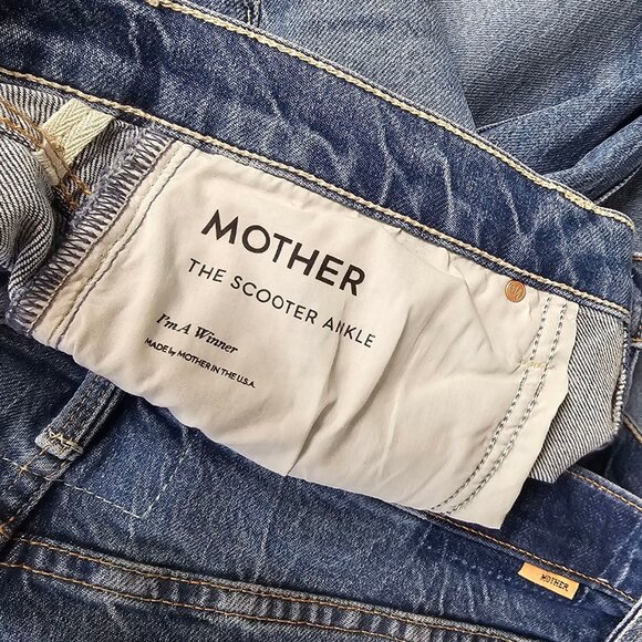 MOTHER Superior The Scooter Ankle Jeans, I'm a Winner, Mini Flare, High Rise 32 - Picture 10 of 11